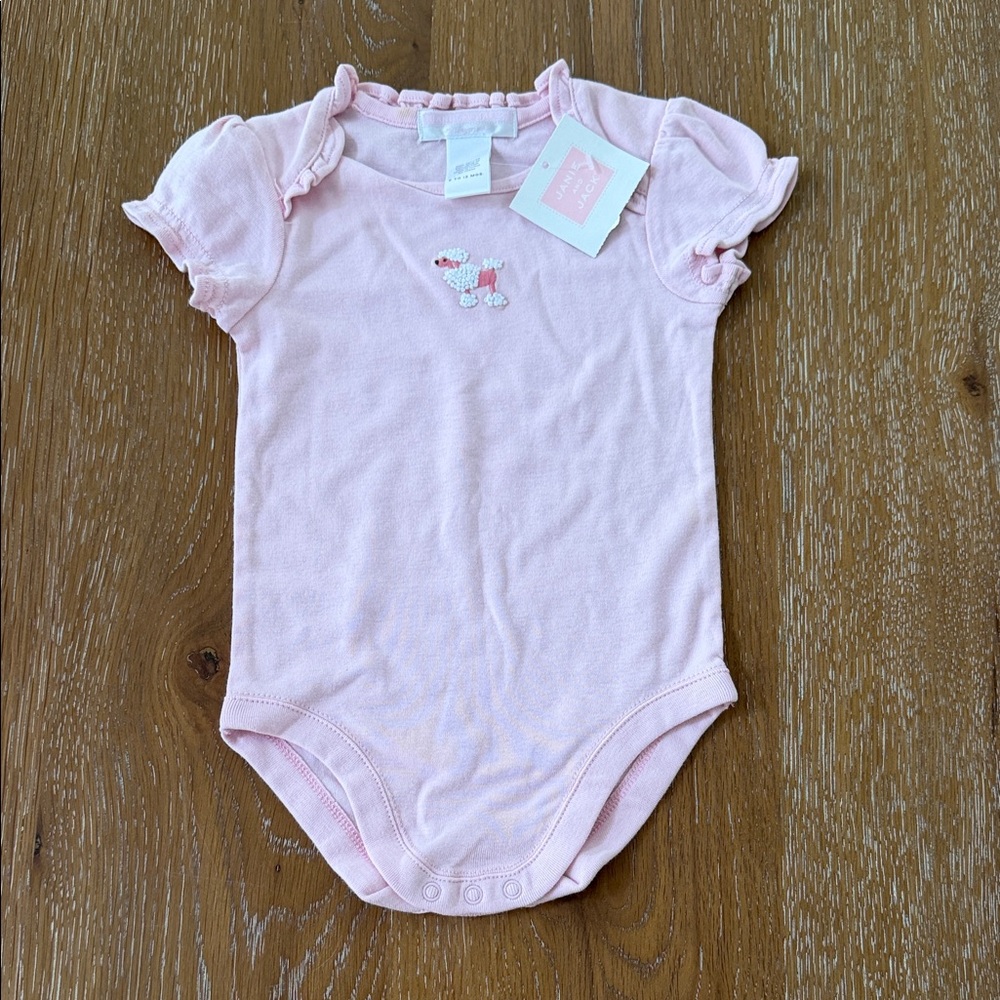 Janie and Jack Light Pink Poodle Embroidered Baby Onesies